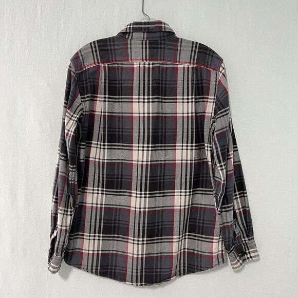 Eddie Bauer Long Sleeve Button Shirt Men's Small Black Red Plaid Flannel Outdoor - Picture 6 of 9